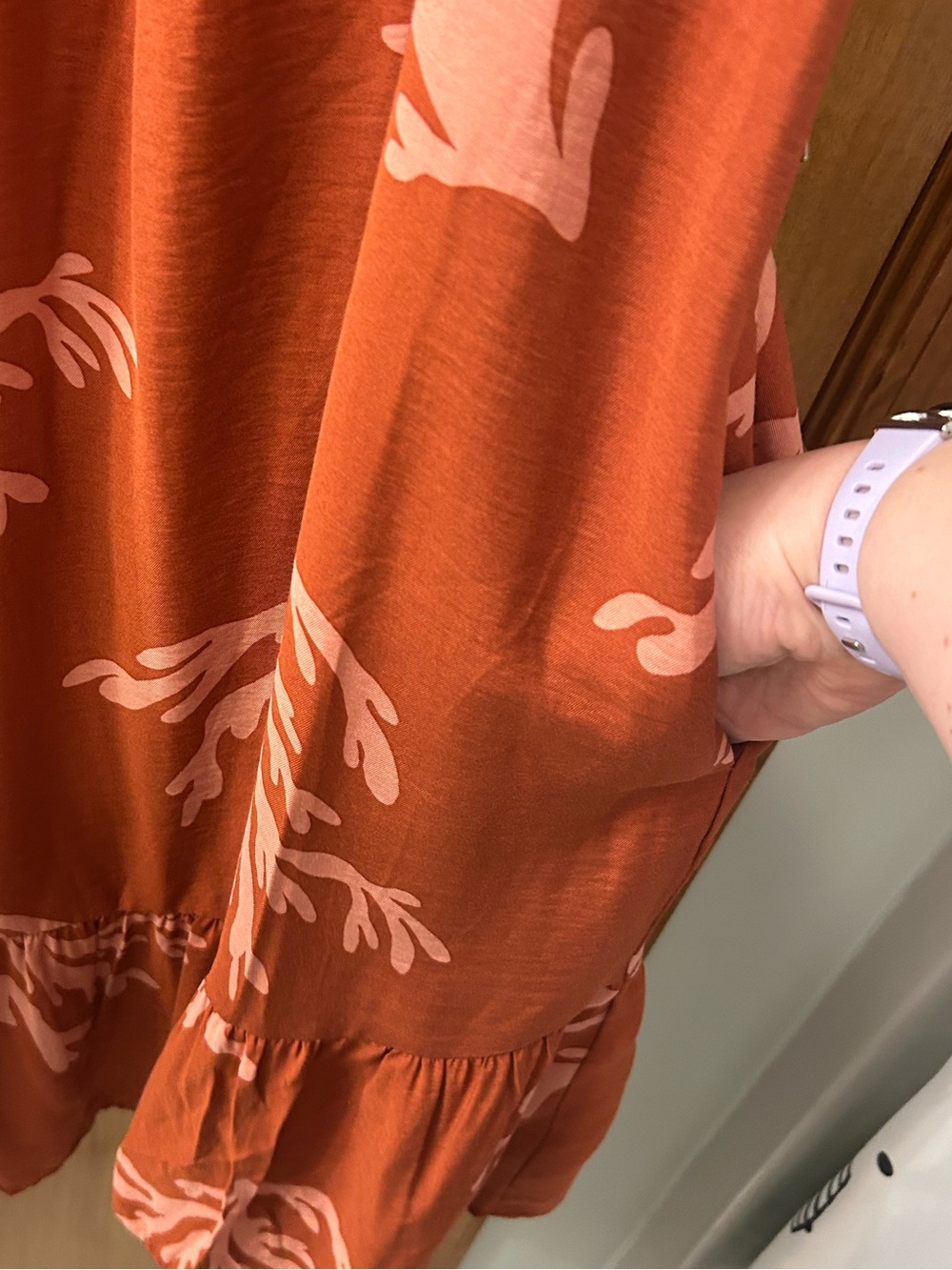 NWT Ava & Viv Tie-Front Sun Dress- Rust and Coral - Picture 5 of 6